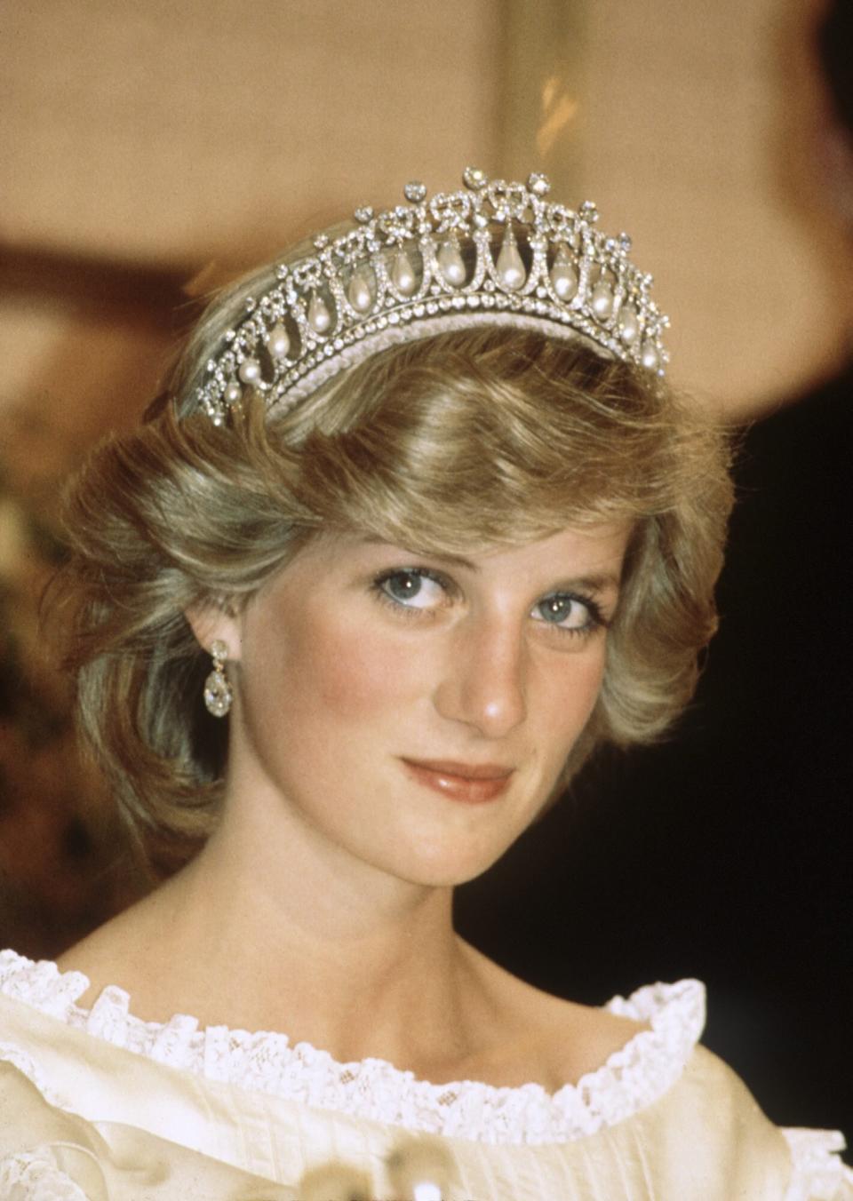 Princess Diana wearing a tiara