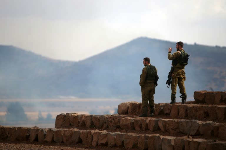 Israeli soldiers in the Israeli-annexed Golan Heights on June 28, 2015