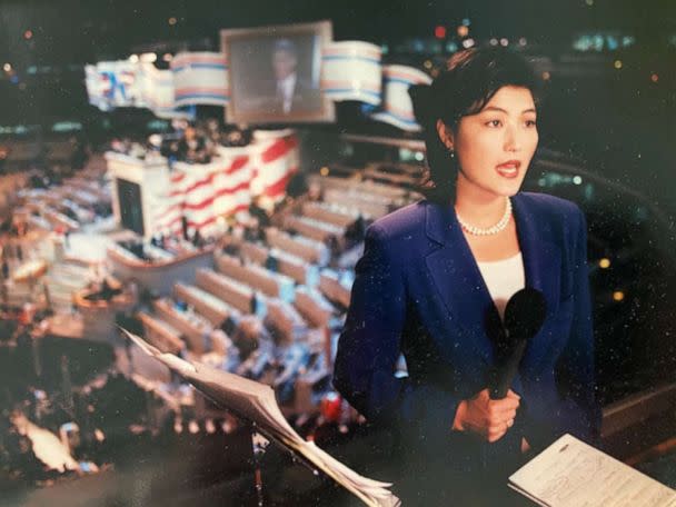 PHOTO: Juju Chang reporting at a Democratic National Convention when she first started her on-air career. (Courtesy Juju Chang)