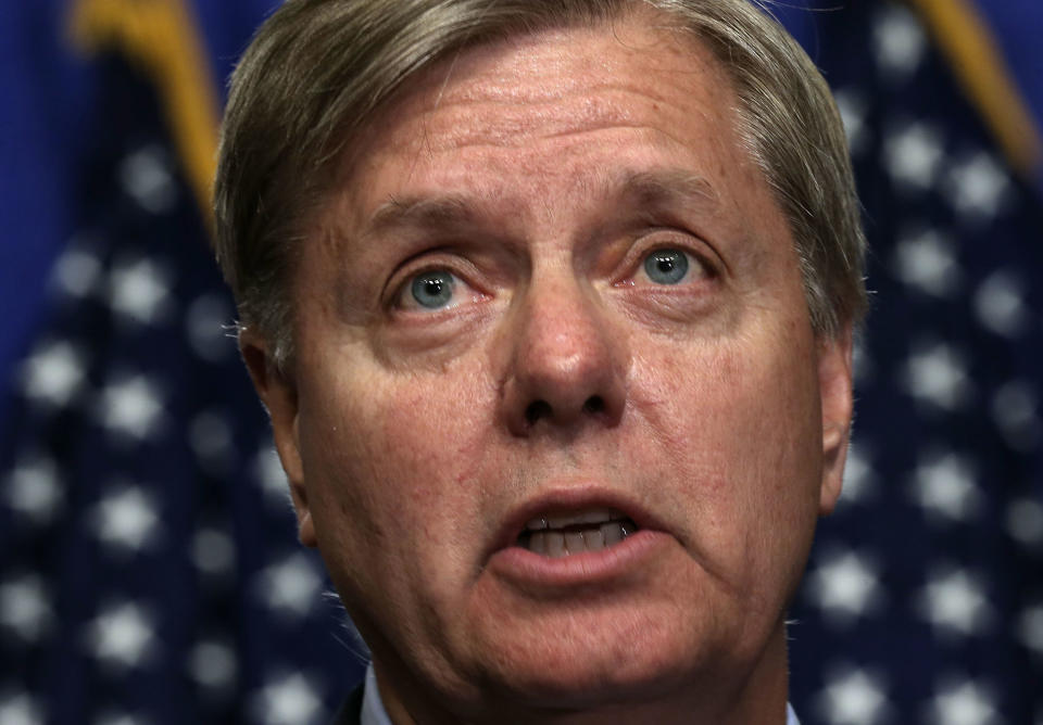 U.S. Sen. Lindsey Graham (R-S.C.) speaks during a news conference on immigration reform April 18, 2013 on Capitol Hill in Washington, D.C. (Photo by Alex Wong/Getty Images)