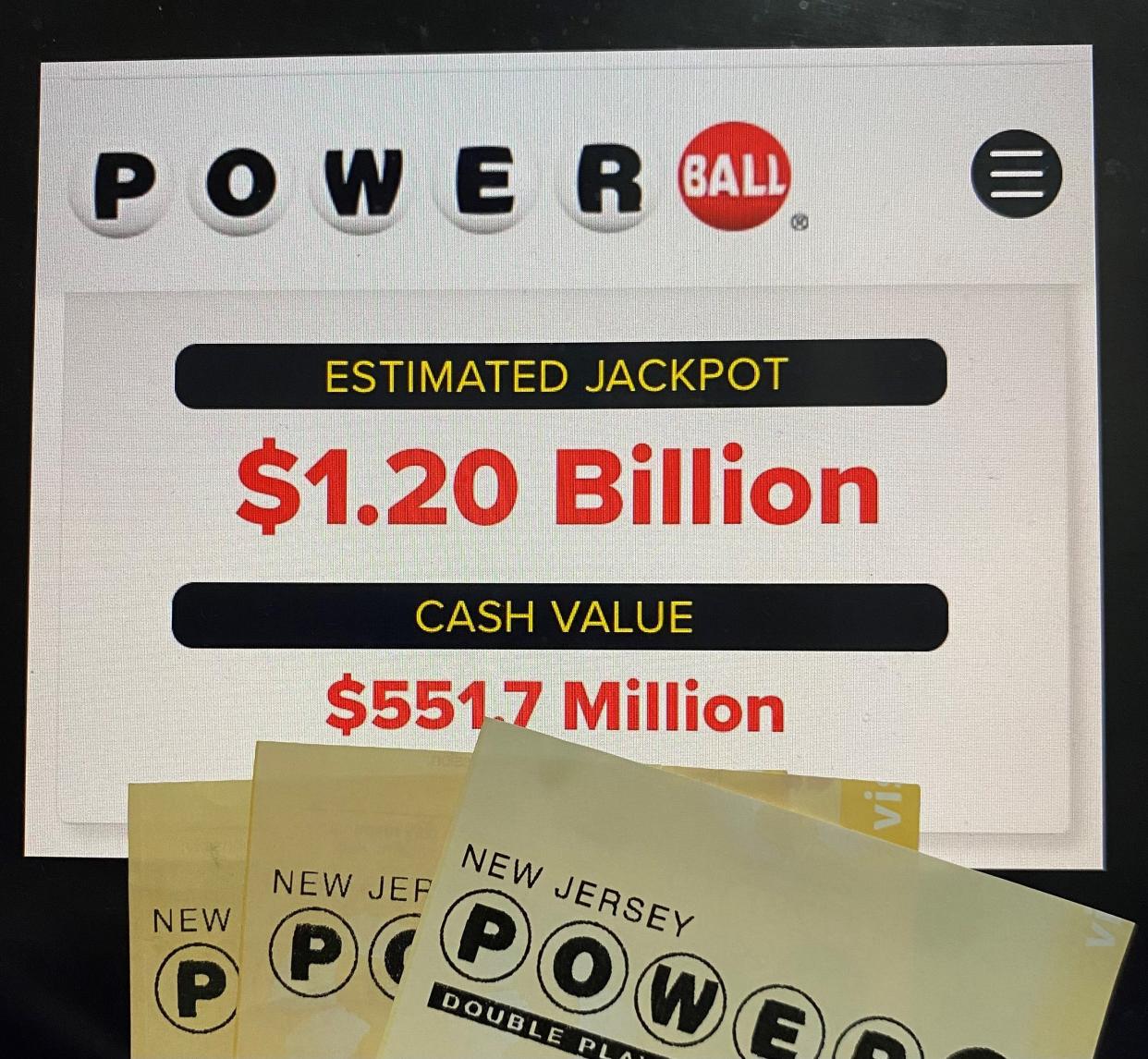 The Powerball jackpot will increase to $1.2 billion for Wednesday night's drawing - its third largest ever.