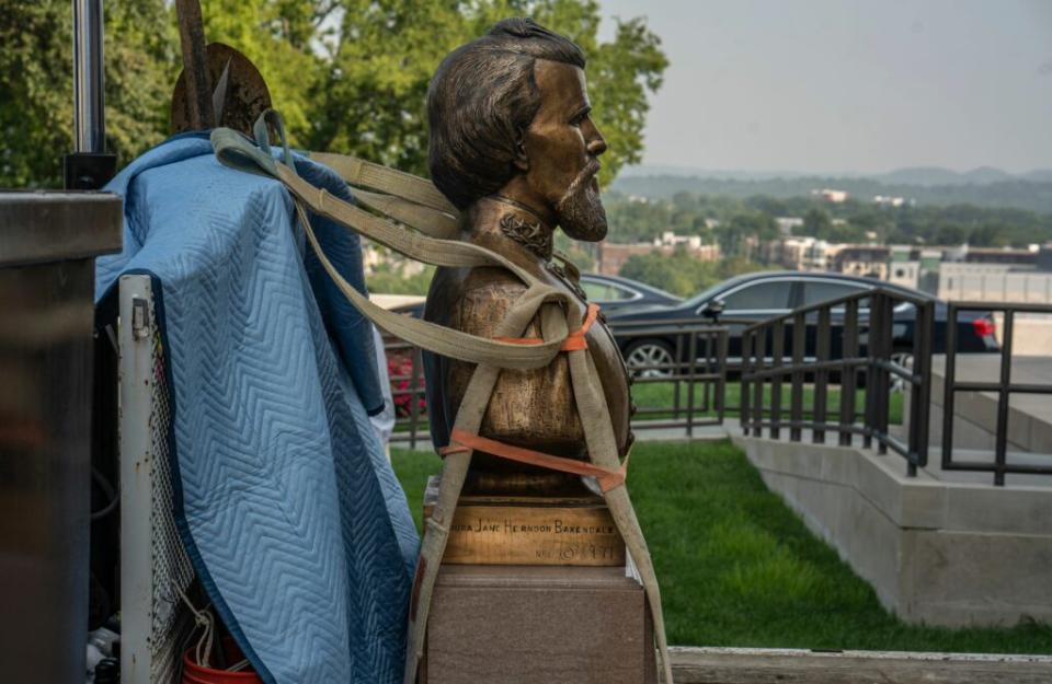 A bust of Confederate Gen. Nathan Bedford Forrest was removed from the Tennessee Capitol in 2021, but Middle Tennessee State University is stuck with Forrest Hall. (Photo: John Partipilo)