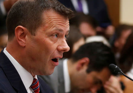 FBI Deputy Assistant Director Peter Strzok testifies before a House Committees on the Judiciary and Oversight & Government Reform joint hearing on "Oversight of FBI and DOJ Actions Surrounding the 2016 Election”in Washington, U.S., July 12, 2018. REUTERS/Leah Millis