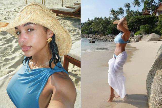 Lori Harvey Sizzles in Blue Swimsuit and Belly Chain for Birthday Trip:  'Capricorn in Her Element