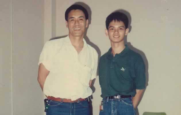 Chew with instructor Xia Chuan at then-SBC's acting classes (Photo courtesy of Dennis Chew)