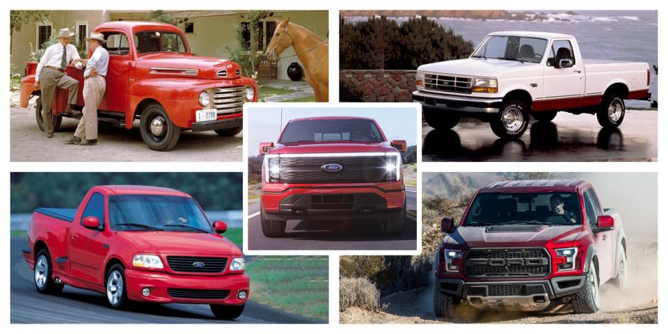 <p>The popularity of the <a href="https://www.caranddriver.com/ford/f-150" rel="nofollow noopener" target="_blank" data-ylk="slk:Ford F-series pickup;elm:context_link;itc:0;sec:content-canvas" class="link ">Ford F-series pickup</a> is no fluke. Born more than a century ago, it earned its place in the American landscape by delivering rugged value and consistent innovation. Early on, it was its available flathead V-8; next was the twin-I-beam front suspension, and more recently the truck has adopted industry-first aluminum bodywork and embraced smaller, turbocharged engines. From the first Model TT chassis cab, which debuted in 1917, to today's leather-lined four-door luxury haulers, this is a brief history of the long-lived Ford F-series.</p>