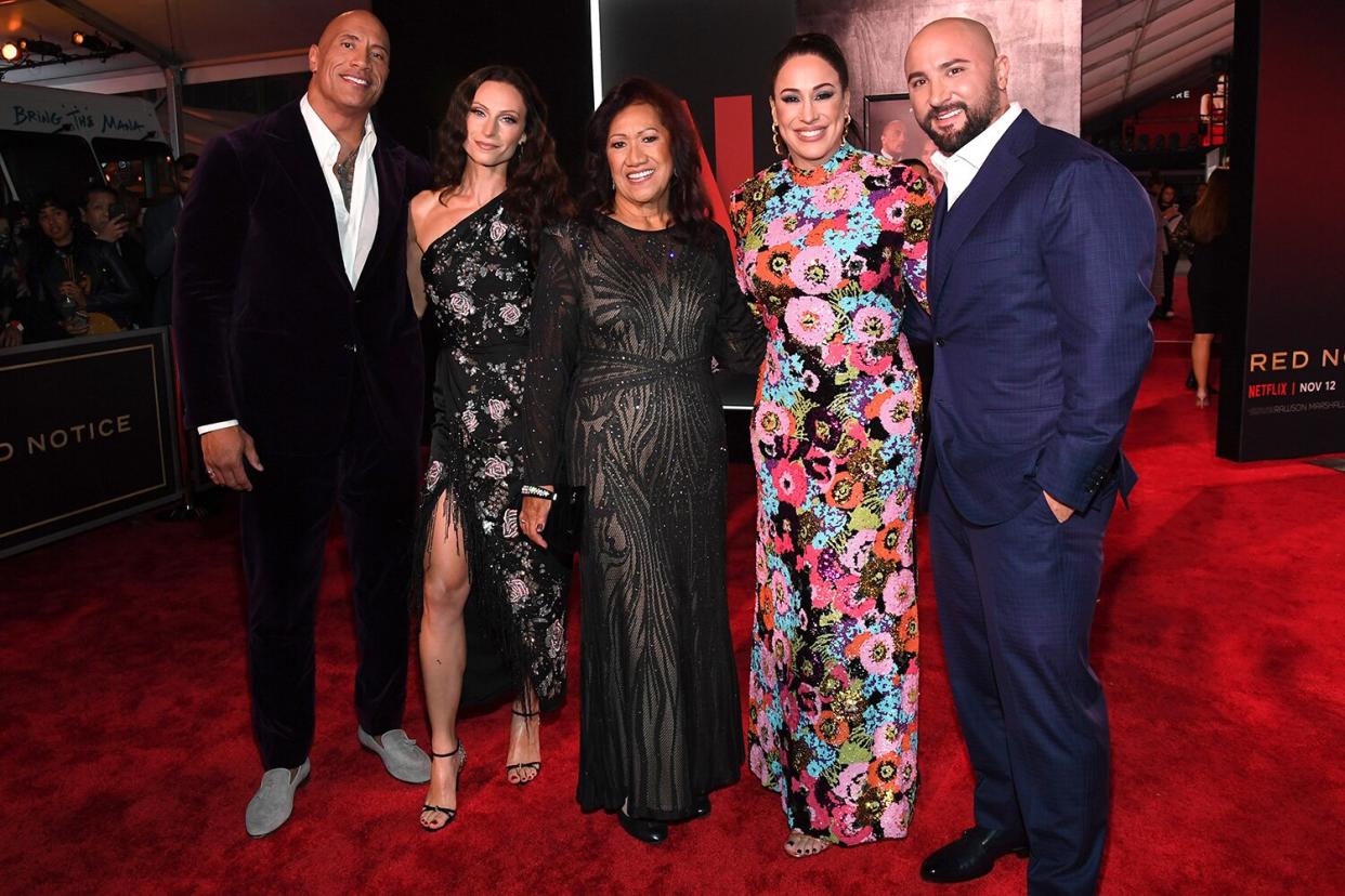 Dwayne Johnson, Lauren Hashian, Ata Johnson, Dany Garcia, and Dave Rienzi