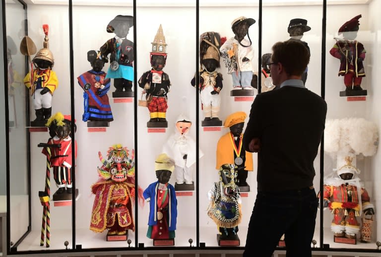 A historical collection of outfits created for Brussel's landmark the Manneken Pis statue, seen displayed at the GardeRobe Manneken Pis Museum in Brussels