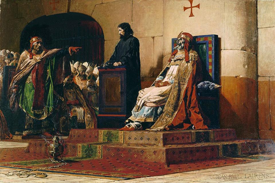 Pope Formosus and Stephen VII, painted in 1870 by Jean-Paul Laurens. Musée des Beaux-Arts, Nantes. <a href="https://www.gettyimages.com/detail/news-photo/pope-formosus-and-stephen-vii-1870-found-in-the-collection-news-photo/600039693?adppopup=true" rel="nofollow noopener" target="_blank" data-ylk="slk:Heritage Images/Hulton Fine Art Collection via Getty Images;elm:context_link;itc:0;sec:content-canvas" class="link ">Heritage Images/Hulton Fine Art Collection via Getty Images</a>