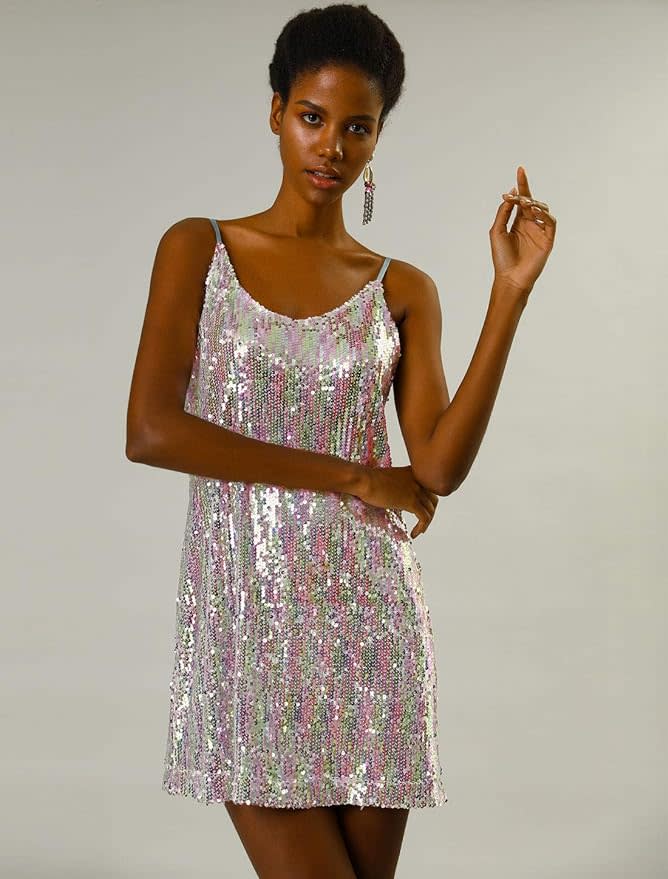 Allegra K Women's Glitter Sequin Dress