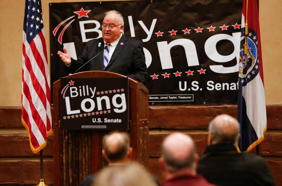 Missouri Rep. Billy Long rallies support for his bid to receive the Republican U.S. Senate nomination at the White River Conference Center on Tuesday, Dec. 14, 2021. Long is one of three GOP candidates thus far to agree to a candidate forum in February.