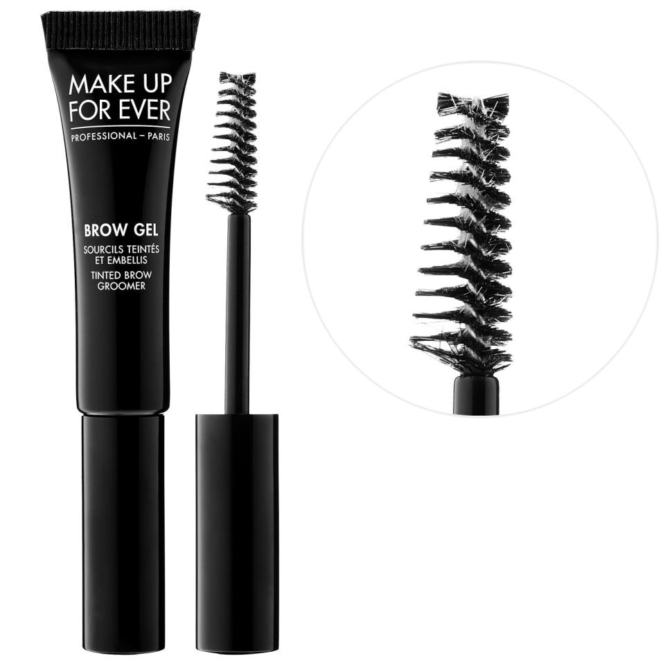 <p>Brow Gel in Translucent by Make Up For Ever, $20, <a rel="nofollow noopener" href="http://www.sephora.com/brow-gel-P417175?skuId=1911221&icid2=products%20grid%3Ap417175" target="_blank" data-ylk="slk:sephora.com;elm:context_link;itc:0;sec:content-canvas" class="link "><u>sephora.com</u></a>.</p>