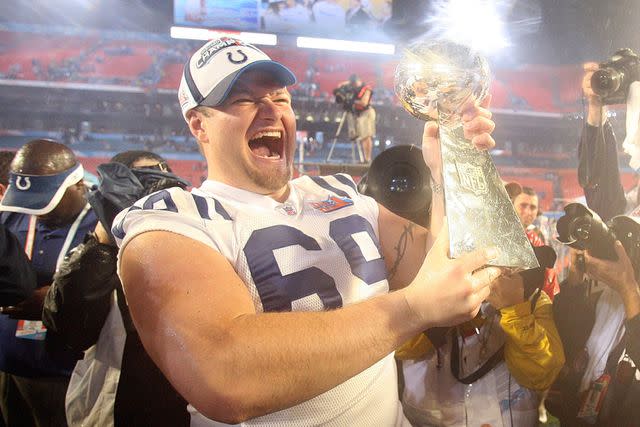 <p>Gary W. Green/MCT/Tribune News Service via Getty</p> The Indianapolis Colts Matt Ulrich (69) hoists the Lombardi Trophy to celebrate a 29-17 victory over the Chicago Bears in Super Bowl XLI in Miami, Florida, on Sunday, February 4, 2007.