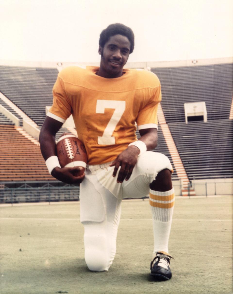 Tennessee's Condredge Holloway became the first Black player to start at quarterback in the SEC in 1972.