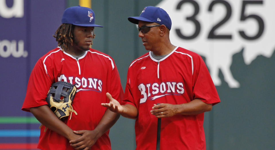 Bobby Meacham has first-hand experience guiding Vladimir Guerrero Jr towards the major leagues. (AP Photo/Jeffrey T. Barnes)