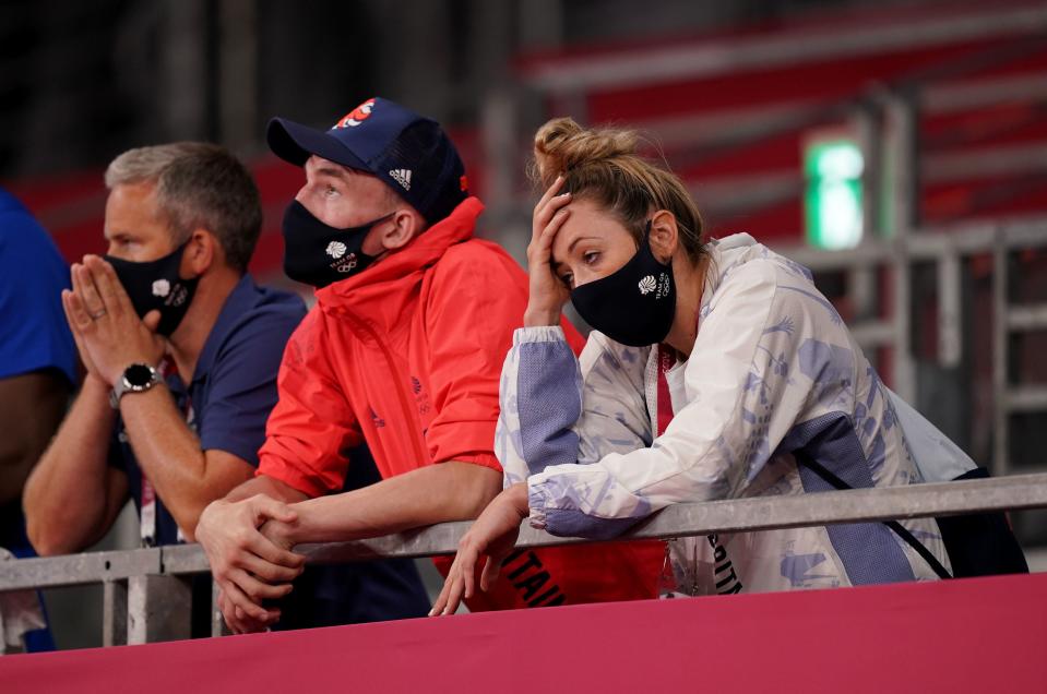 Jade Jones reacts to her friend’s defeat (PA)