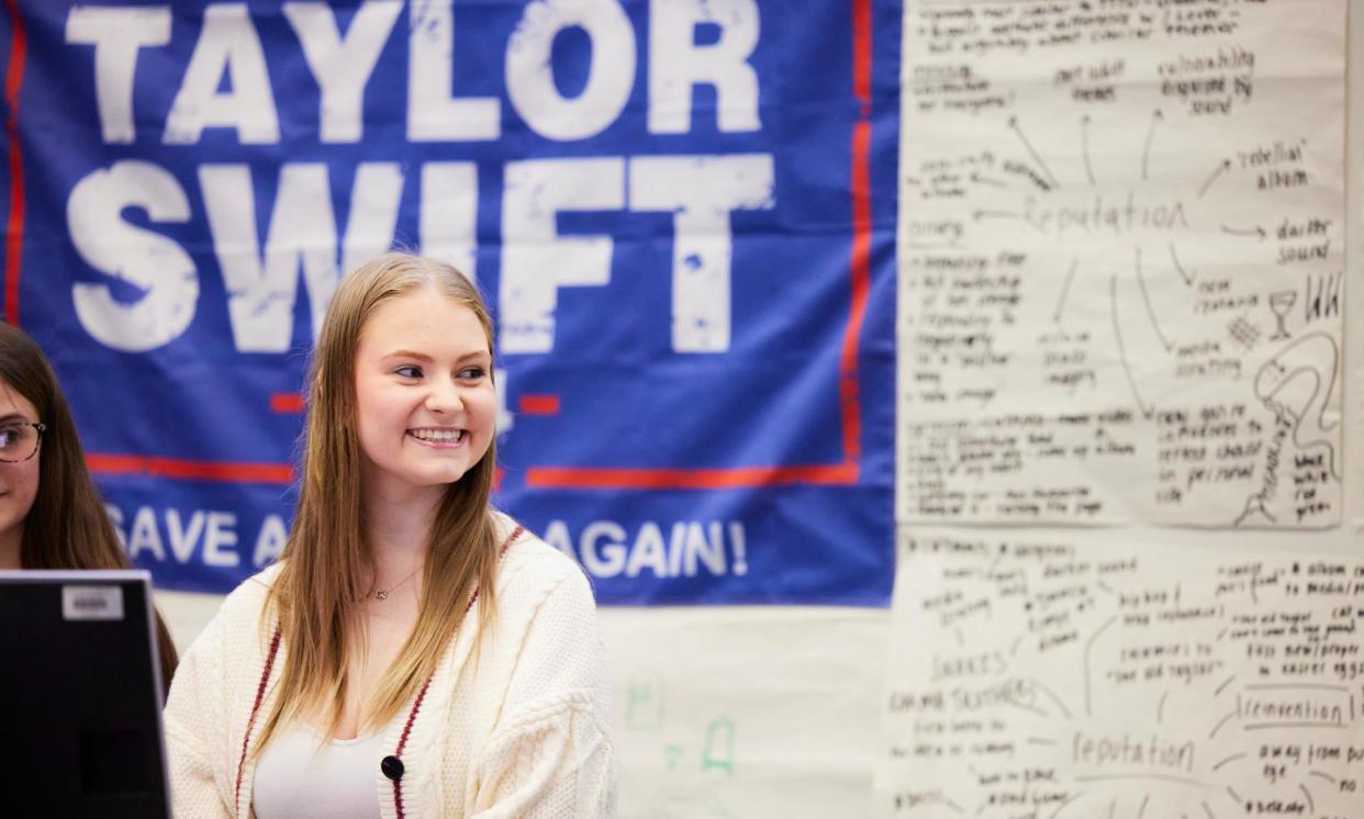 <span>Jessica Lamb speaking to delegates at the Tay Day academic conference at the University of Liverpool.</span><span>Photograph: Christopher Thomond/The Guardian</span>