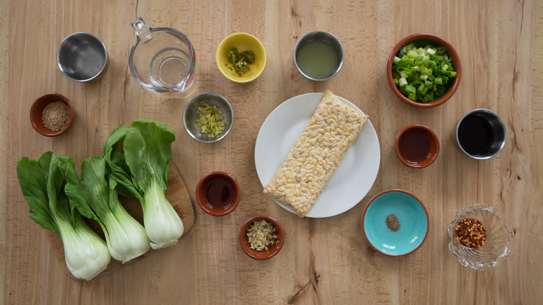 tempeh dish ingredients on table 