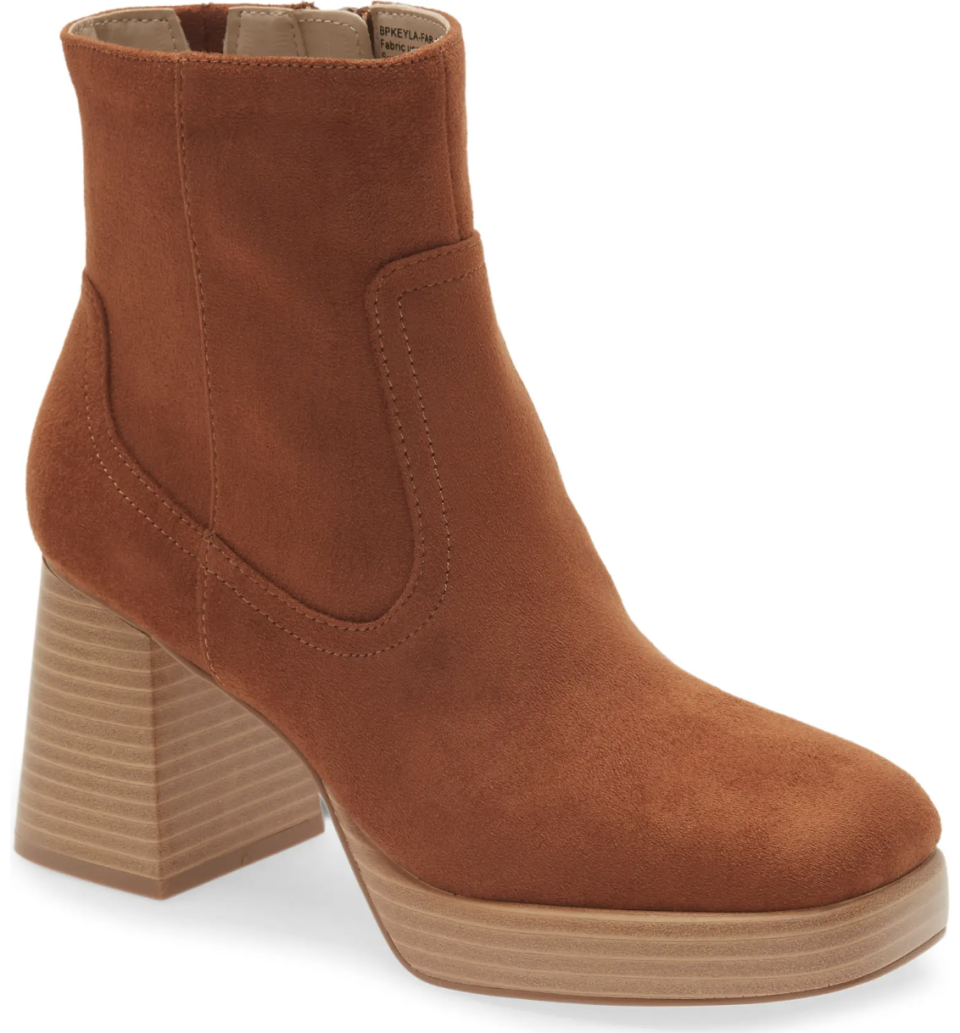 BP. Keyla Platform Bootie in tan chestnut (Photo via Nordstrom)