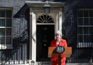 British Prime Minister Theresa May delivers a statement in London, Britain, May 24, 2019. REUTERS/Simon Dawson