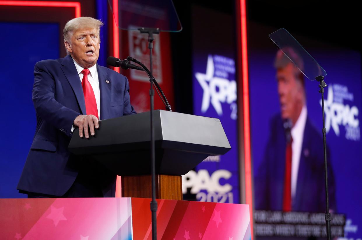 Former U.S. President Donald Trump speaks at the Conservative Political Action Conference in Orlando (REUTERS)