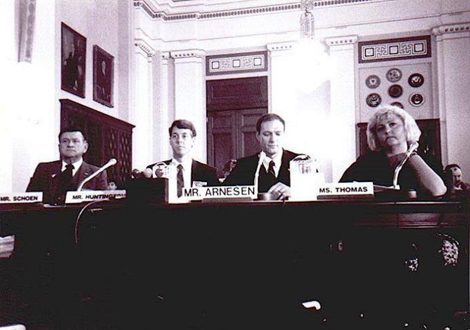 Cliff Arnesen, second from right, sits on a panel discussing HIV/AIDS before the U.S. House Committee on Veterans' Affairs Subcommittee on Oversight and Investigations on May 16, 1990.