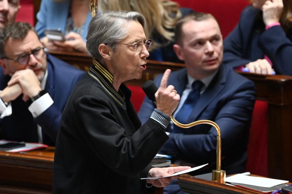 Elisabeth Borne s'exprime lors d'une séance de questions au gouvernement à l'Assemblée nationale à Paris, le 14 mars 2023. - Alain JOCARD / AFP