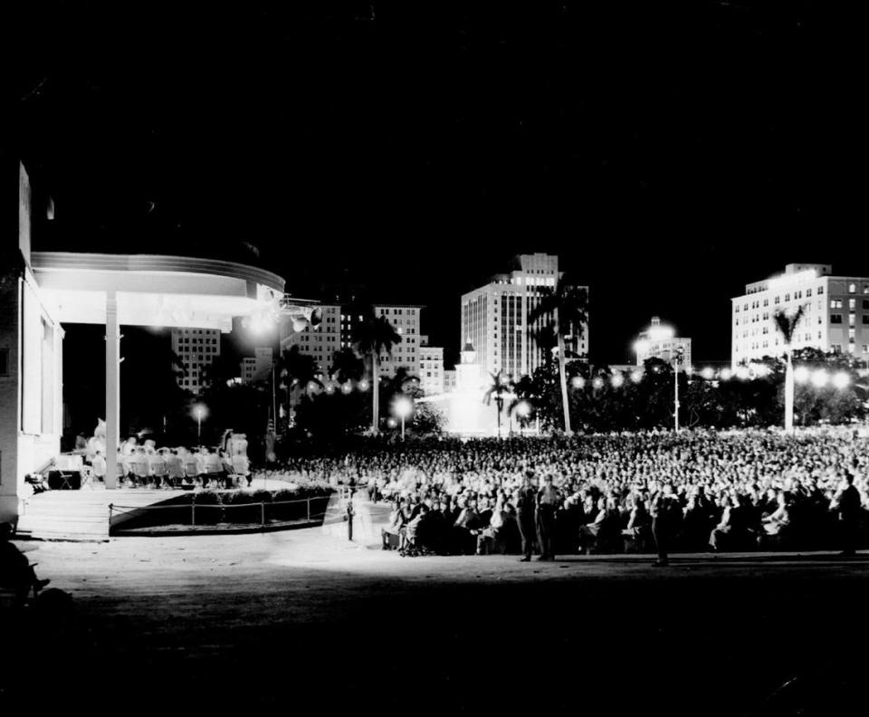 Thousands of people pack Bayfront Park amphitheater to enjoy free public concerts.