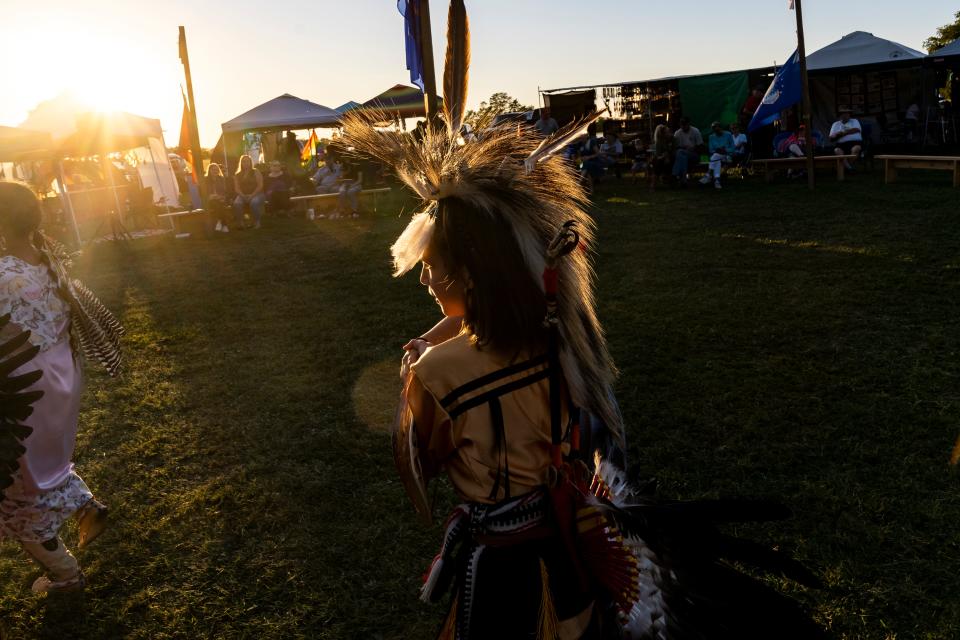 Members of various tribes perform ceremonial dances at the Richmond, Ky., Pow Wow on Sept. 23, 2023. The event mainly operates as an educational experience for attendees and also serves as a gathering place for people who belong to different tribes that live in the area.