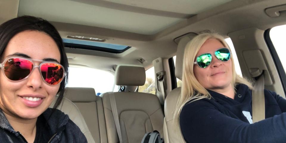 A selfie taken by Princess Latifa (L) of herself and Tiina Jauhiainen (R) during their escape to Muscat, Oman, on February 24, 2018.