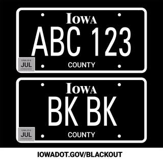 New, special edition "blackout" license plates are Iowa's most popular specialty option.