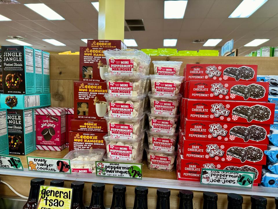 holiday themed treats on sale at trader joes