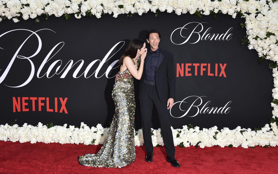 Ana de Armas and Adrien Brody arrive at the premiere of "Blonde," Tuesday, Sept. 13, 2022, at TCL Chinese Theatre in Los Angeles. (Photo by Jordan Strauss/Invision/AP)