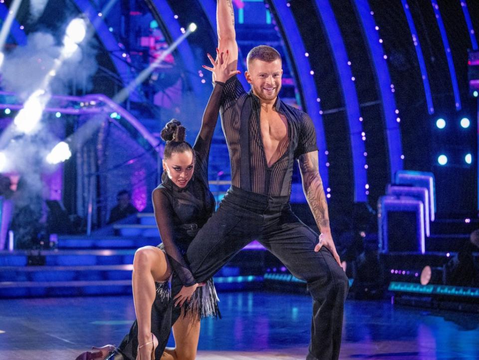 Adam Peaty and Katya Jones “nearly kissed” during their Saturday night performance (BBC/Guy Levy)