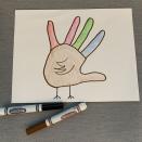 <p>Using makers, draw a wing on the body of the turkey and two little turkey legs with toes.</p>