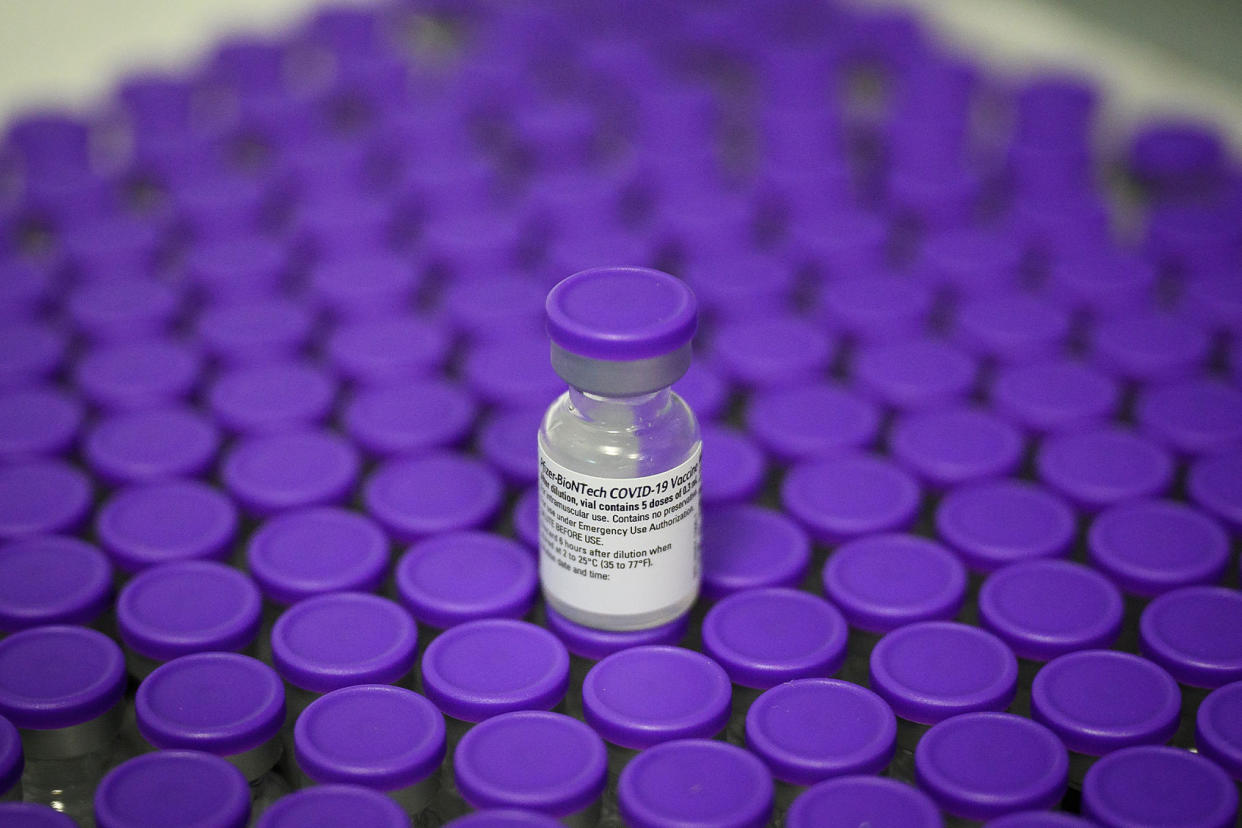 Vials of the Pfizer/BioNTech Covid-19 vaccine Leon Neal/Getty Images