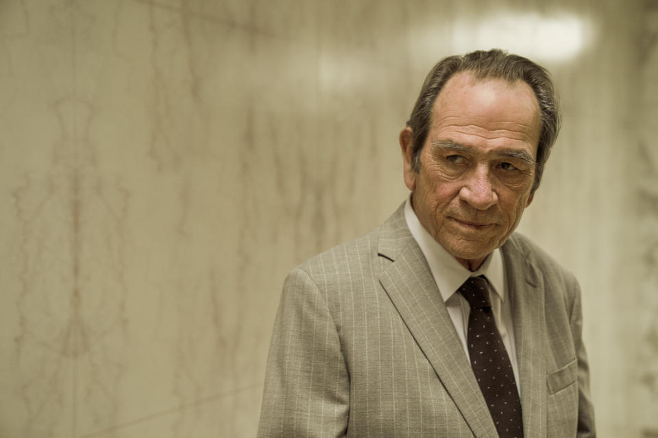 This image released by Amazon Prime Video shows Tommy Lee Jones in a scene from "The Burial." (Skip Bolen/Amazon Prime Video via AP)