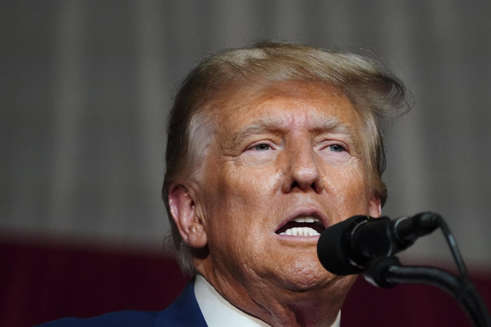 Former President Donald Trump speaks at the Georgia GOP convention, in Columbus, Ga. (John Bazemore / AP)