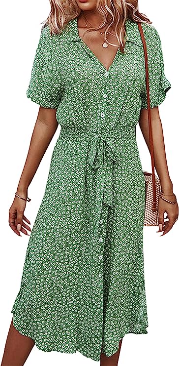 YMING Women Short Sleeves Floral Print Dress. Image via Amazon.
