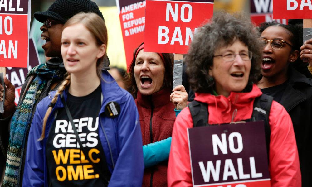 People protesting Trump’s travel ban on 15 May, 2017.