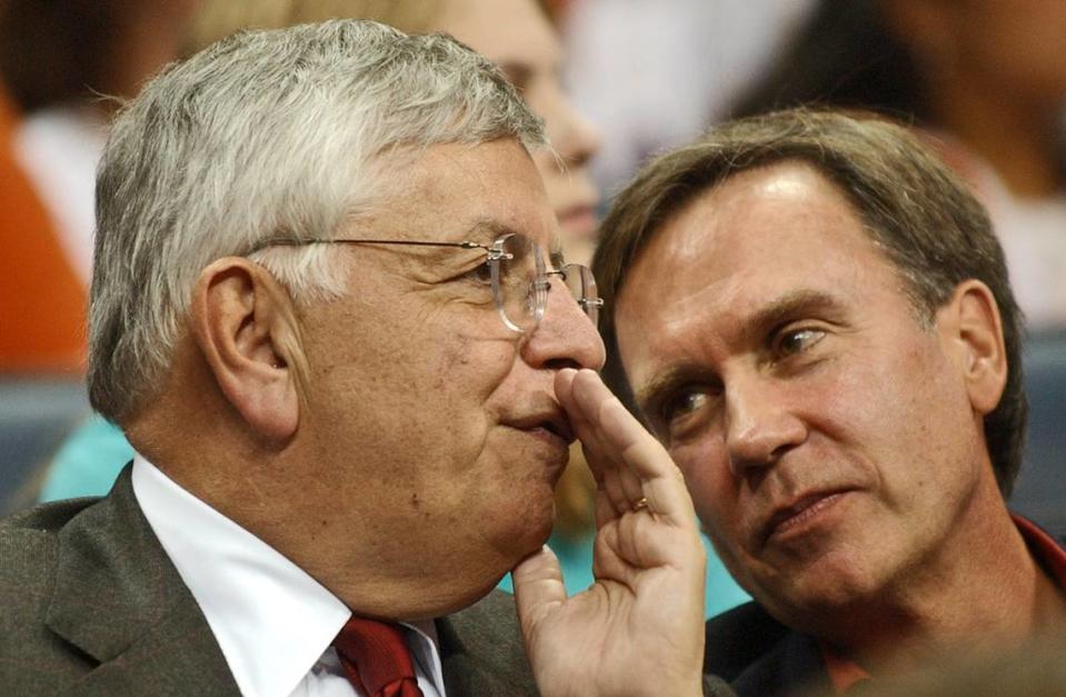 NBA commissioner David Stern, left, was the NBA commissioner when Charlotte was awarded a pro basketball franchise.