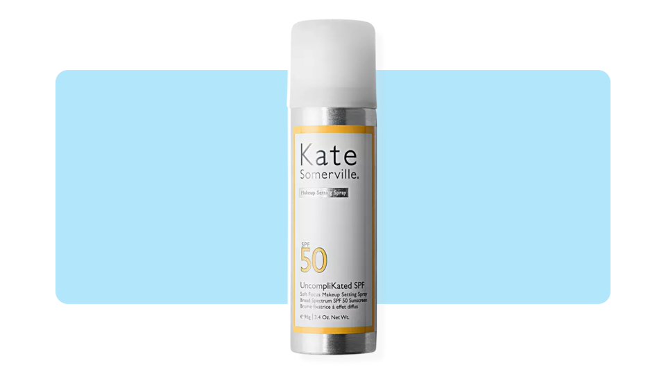 Set your makeup and protect your skin in one step with the Kate Somerville UncompliKated Soft Focus Makeup Setting Spray.