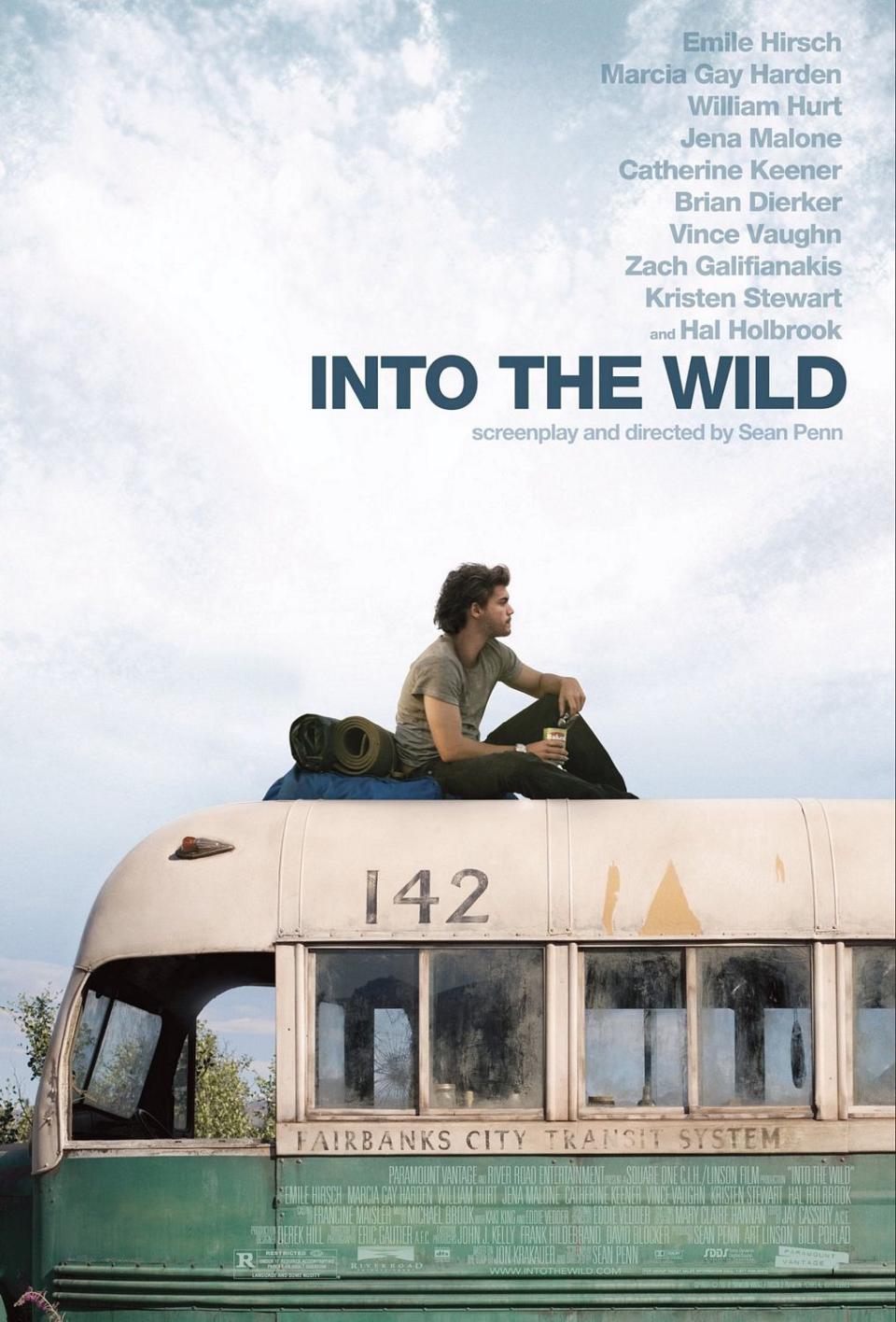 The poster for <i>Into The Wild</i> featuring Emile Hirsch sat atop the bus. (Paramount Vantage)