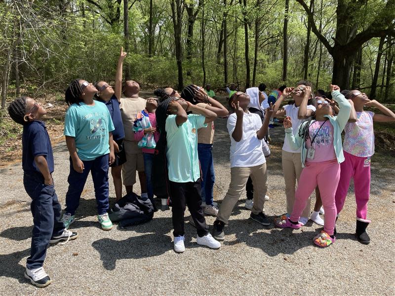 Third-grade students at Scenic Hills Elementary watch the solar eclipse and make eclipse-related art projects on Monday, April 8, 2024 in Memphis, Tenn.