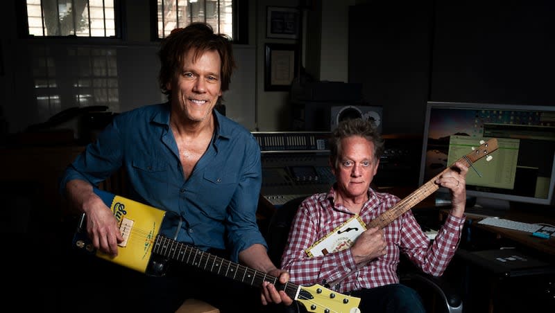 Brothers Kevin Bacon, left, and Michael Bacon pose in New York to promote their self-titled album on May 28, 2018. The duo is performing in Lehi, Utah, this summer, just months after the film "Footloose" celebrated its 40th anniversary.