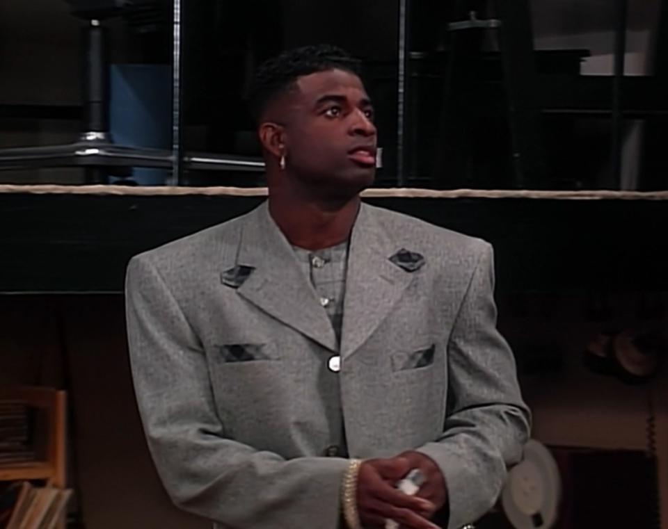 Deion Sanders appearing on "Living Single"