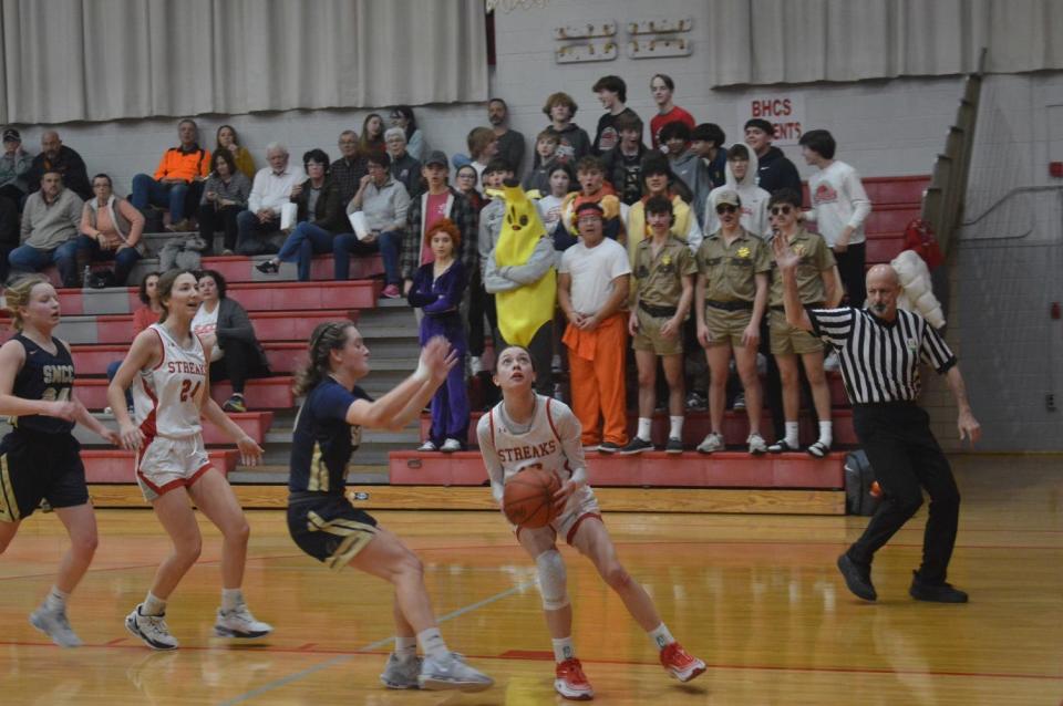 SJCC's Kayla Hessick has her eyes on the bucket.