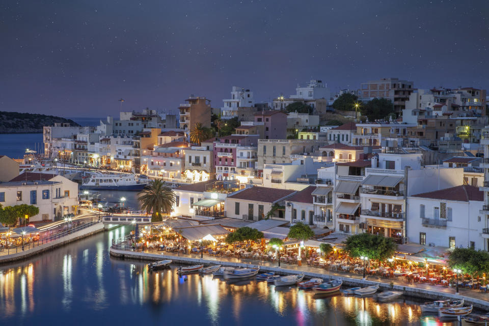 A nighttime view of Crete