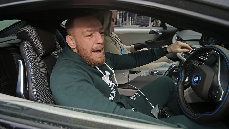 McGregor about to drive away from a Dublin court. Pic: AAP