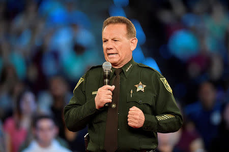 Broward County Sheriff Scott Israel speaks before the start of a CNN town hall meeting at the BB&T Center, in Sunrise, Florida, U.S. February 21, 2018. REUTERS/Michael Laughlin/Pool/Files